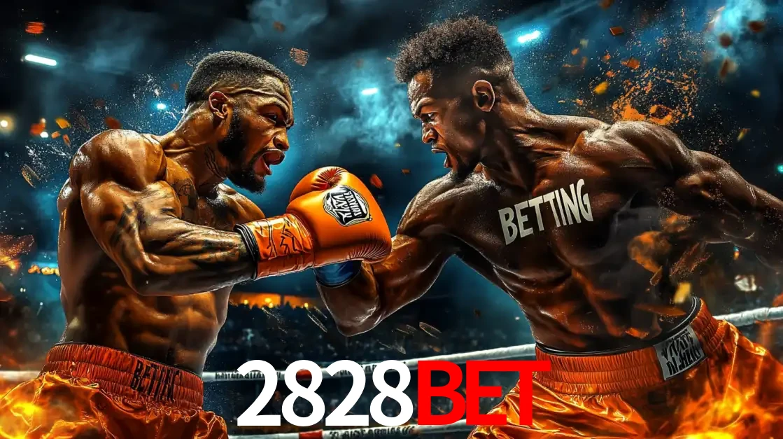 Dois boxeadores em uma luta intensa e explosiva, representando a adrenalina e as oportunidades de apostas em esportes de combate disponíveis na plataforma 2828BET.