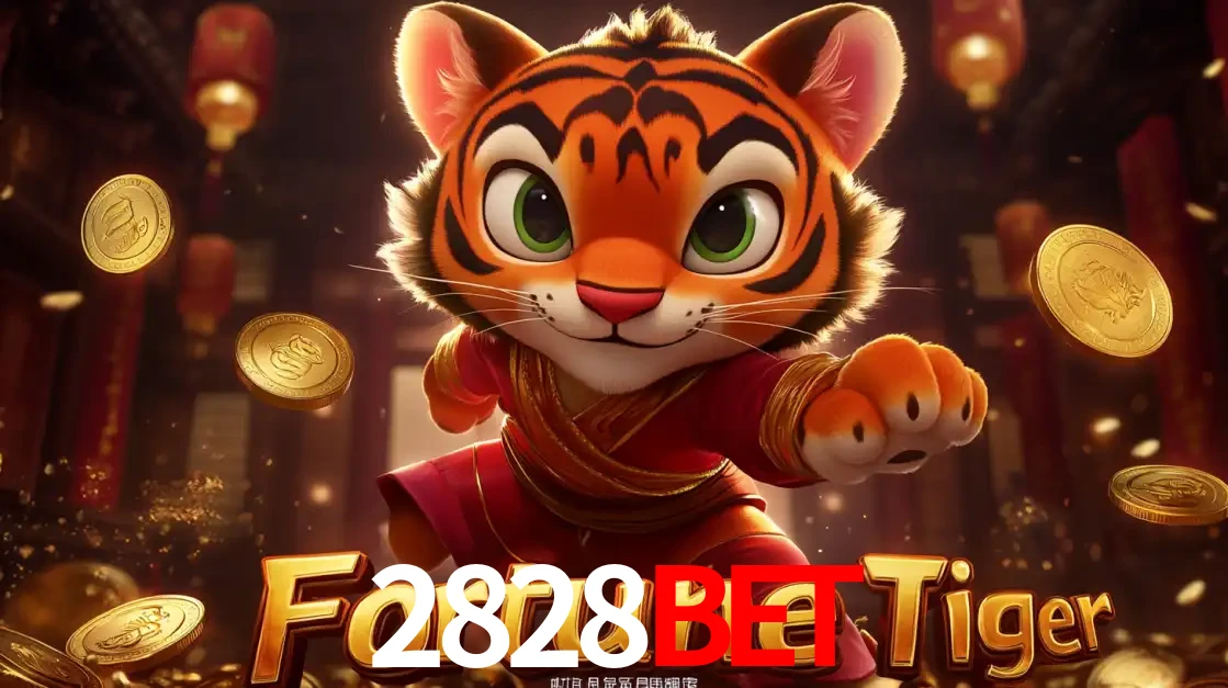 O carismático mascote do jogo de slot Fortune Tiger, um tigre fofo em pose de artes marciais, pronto para trazer sorte e multiplicadores de ganhos no cassino online 2828BET.